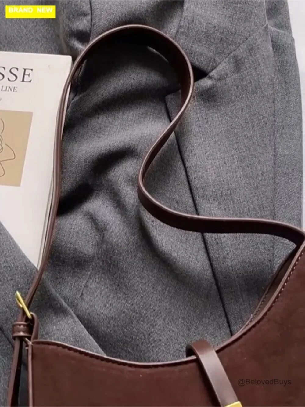 Suede Hobo Shoulder Bag with Adjustable Strap
